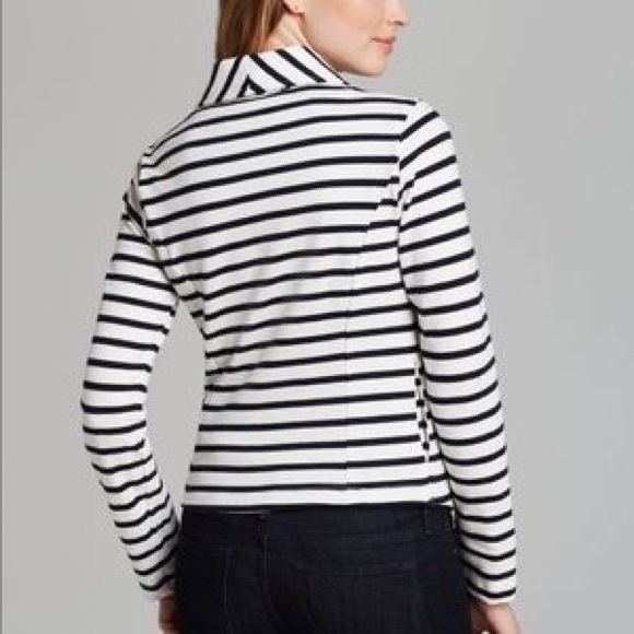 Splendid Vista Stripe Moto Jacket in Navy + White - Picture 4 of 7